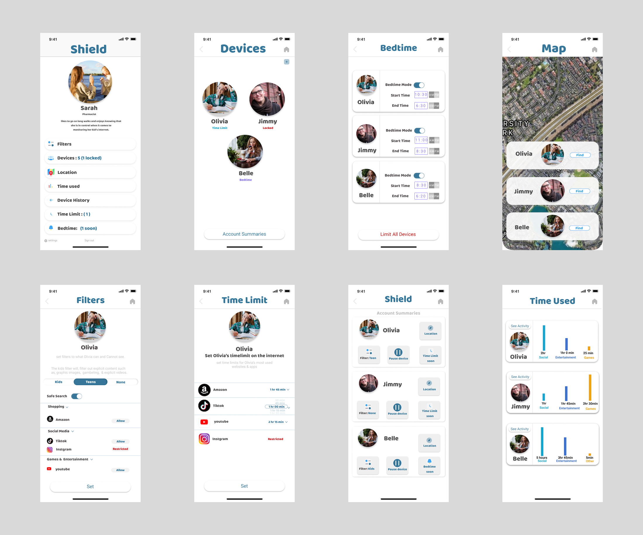 wireframe of Shield App